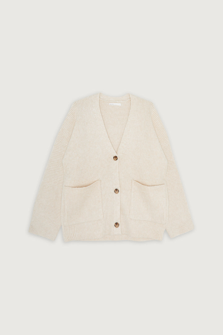 RELAXED FIT CARDIGAN in Oatmeal — alternate angle