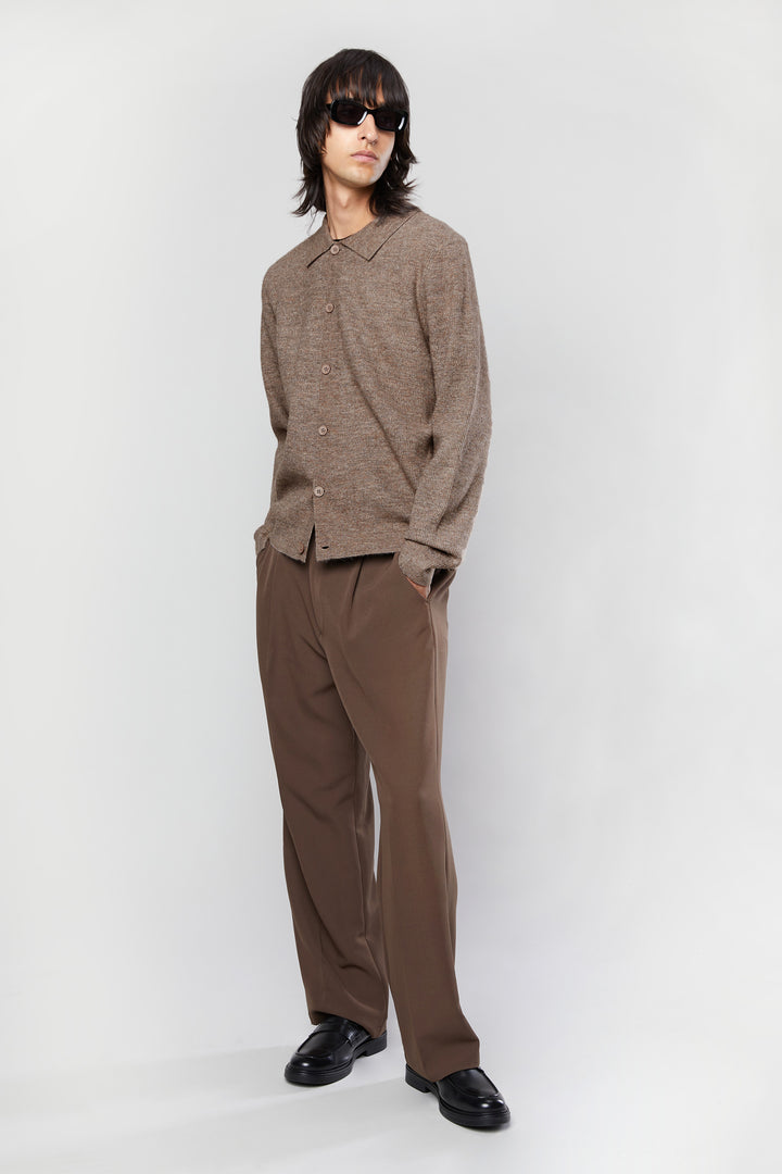 COLLARED CARDIGAN in LEAD GRAY — alternate angle