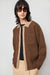 Front pocket collared cardigan in black guacamole — image