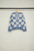 Checkered button front cardigan in blue checker — main image