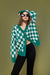 Checkered cardigan in green checker — main image