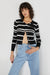 Rib-knit striped cardigan in black stripe — image