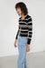 Rib-knit striped cardigan in black stripe — image