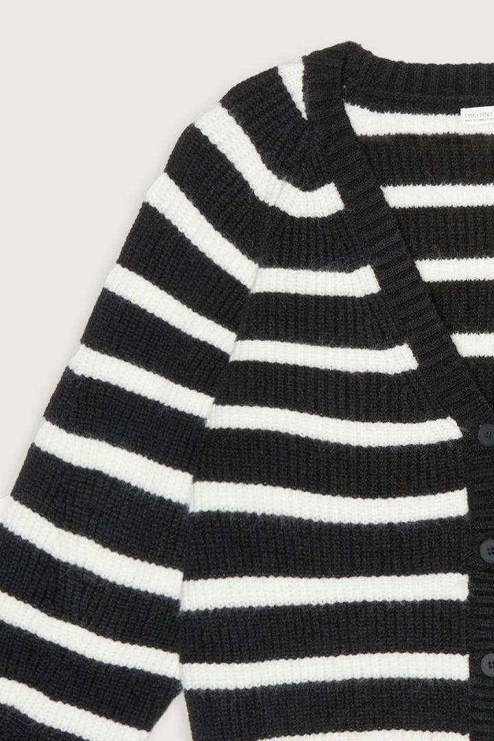 STRIPED CARDIGAN in Black Cream Stripe — alternate angle
