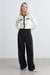 Cropped contrast trim cardigan in cream black — main image