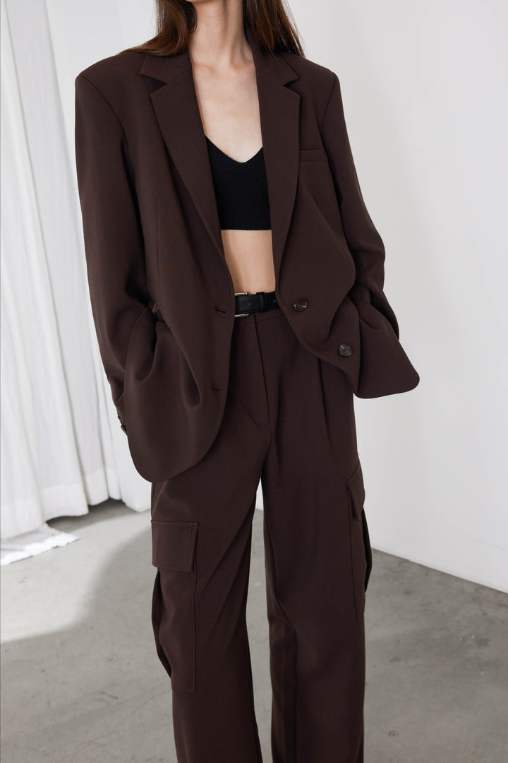 OVERSIZED BLAZER in Coffee Bean — alternate angle