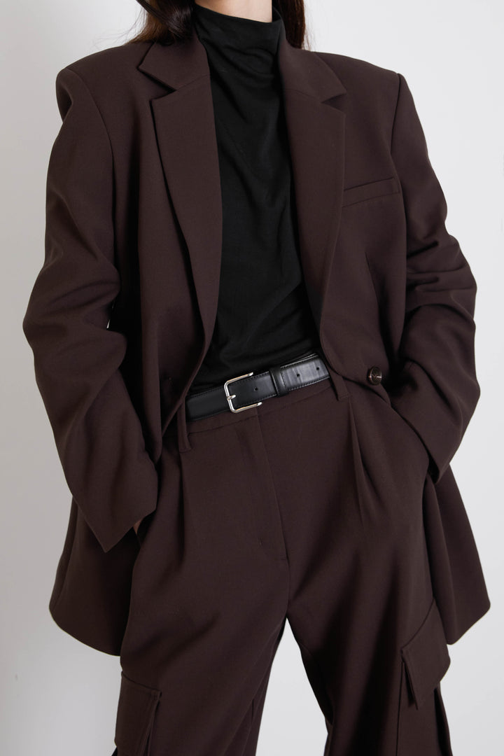 OVERSIZED BLAZER in Coffee Bean — alternate angle