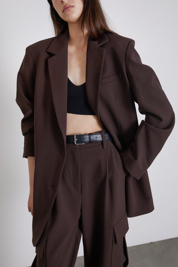 OVERSIZED BLAZER in Coffee Bean — alternate angle