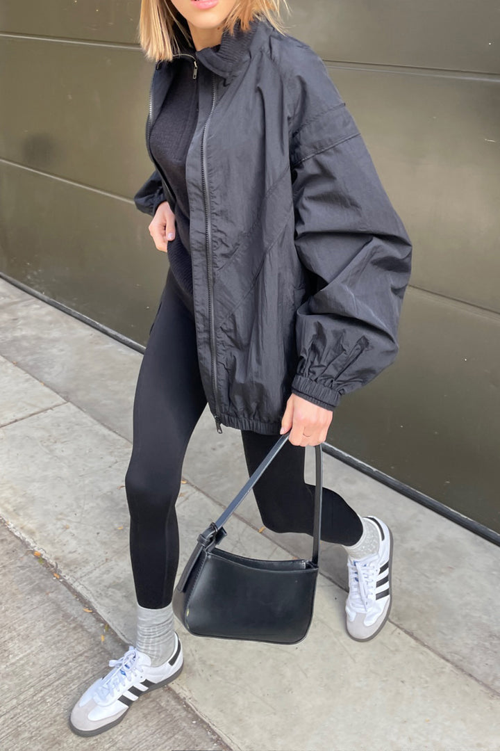 NYLON ZIP-UP JACKET in Black — alternate angle