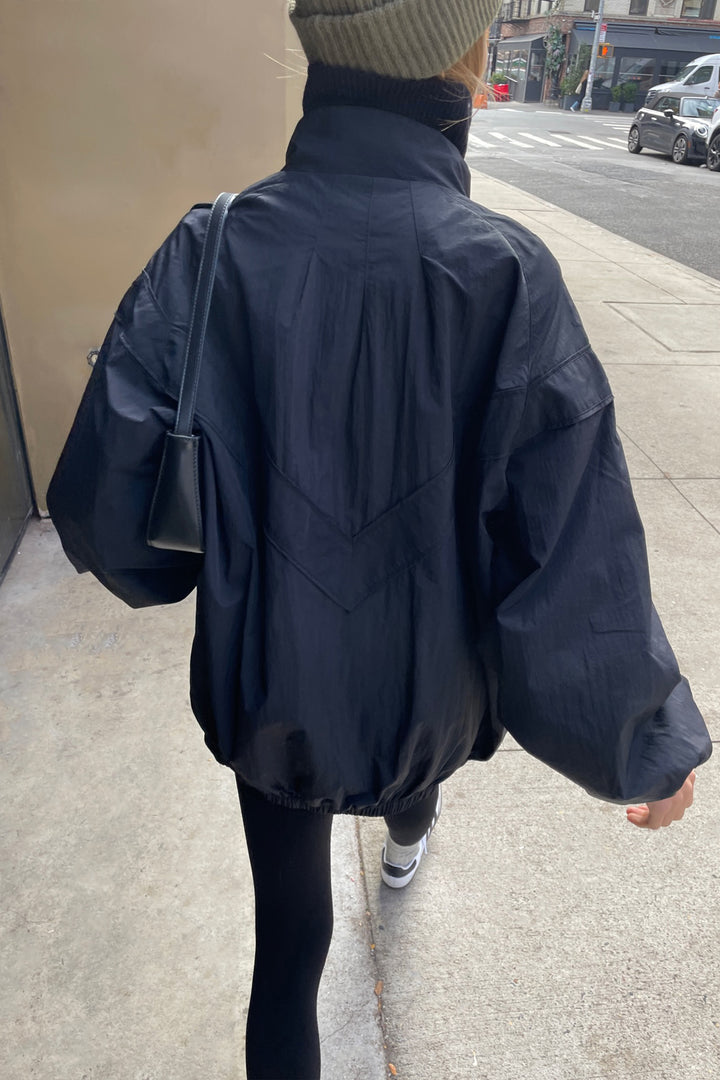 NYLON ZIP-UP JACKET in Black — alternate angle