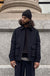 Quilt woven collared jacket in black — main image