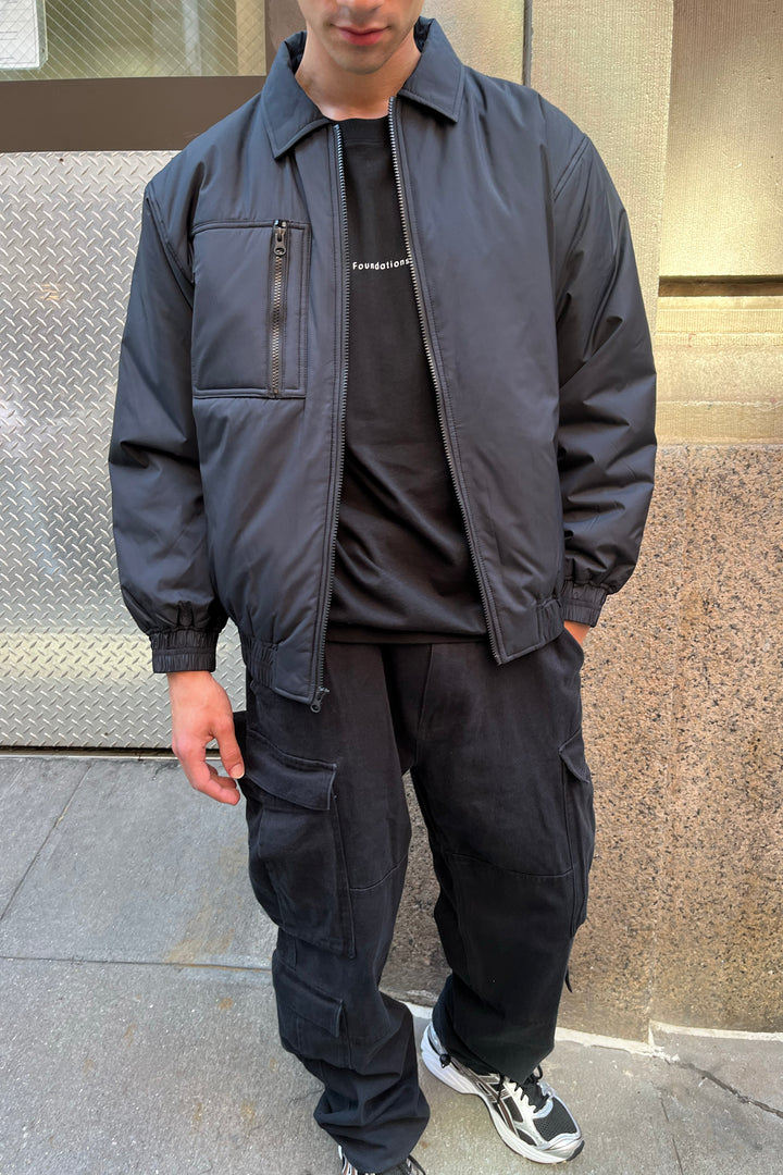 PUFFER SHACKET in Black — alternate angle