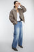 Vegan leather bomber jacket in brindle — main image