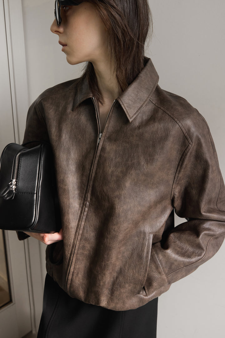 VEGAN LEATHER BOMBER JACKET
