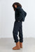 Cropped shearling bomber jacket in black — main image