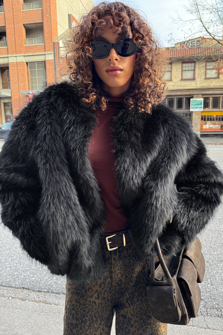 FUZZY JACKET in Black — alternate angle