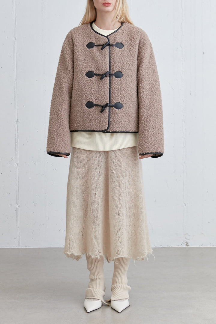 SHERPA JACKET WITH TOGGLE FRONT in Taupe Grey — alternate angle