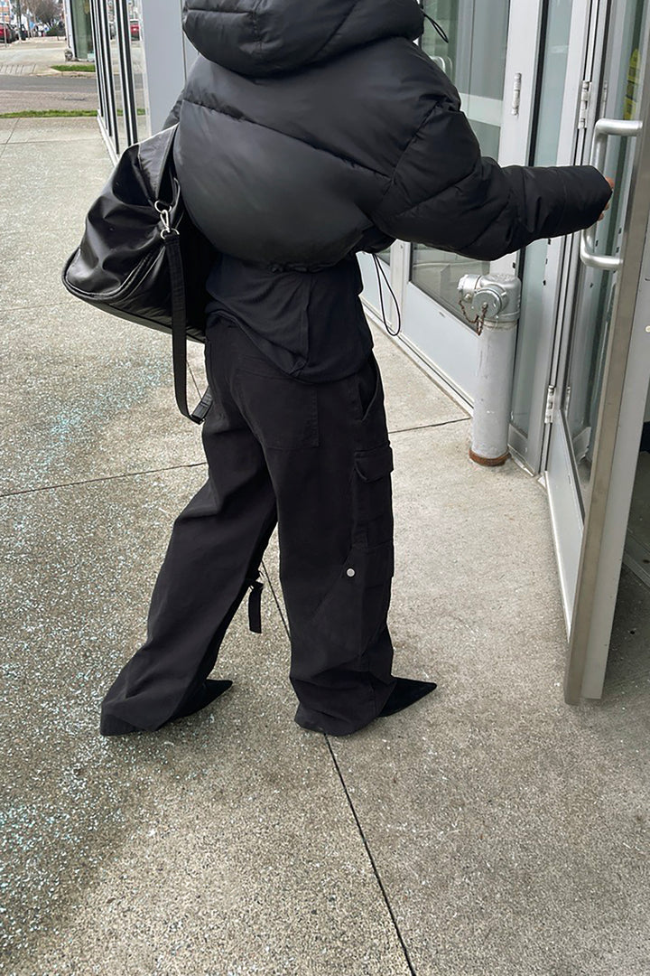 CROPPED PUFFER JACKET in Black — alternate angle