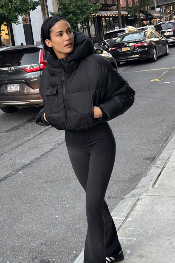 CROPPED PUFFER JACKET in Black — alternate angle