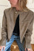 Vegan suede moto jacket in taupe — main image