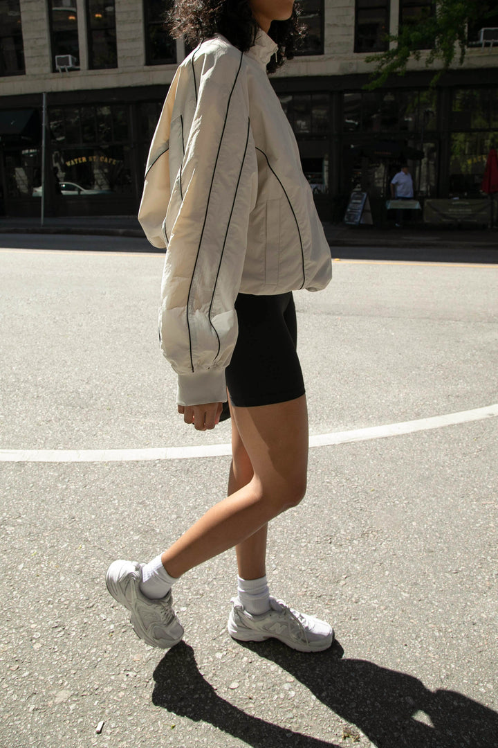 NYLON TRACK ZIP-UP JACKET in Seashell — alternate angle