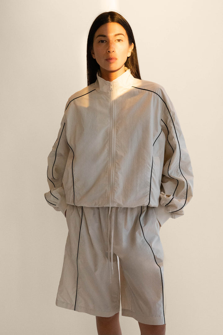 NYLON TRACK ZIP-UP JACKET in Seashell — alternate angle