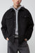 Wool blend button front shirt in black — main image