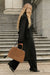 Brushed wool-blend belted coat in black — main image