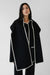 Wool-blend contrast stitch scarf jacke in black — main image