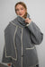 Wool-blend contrast stitch scarf jacke in medium heather grey — main image