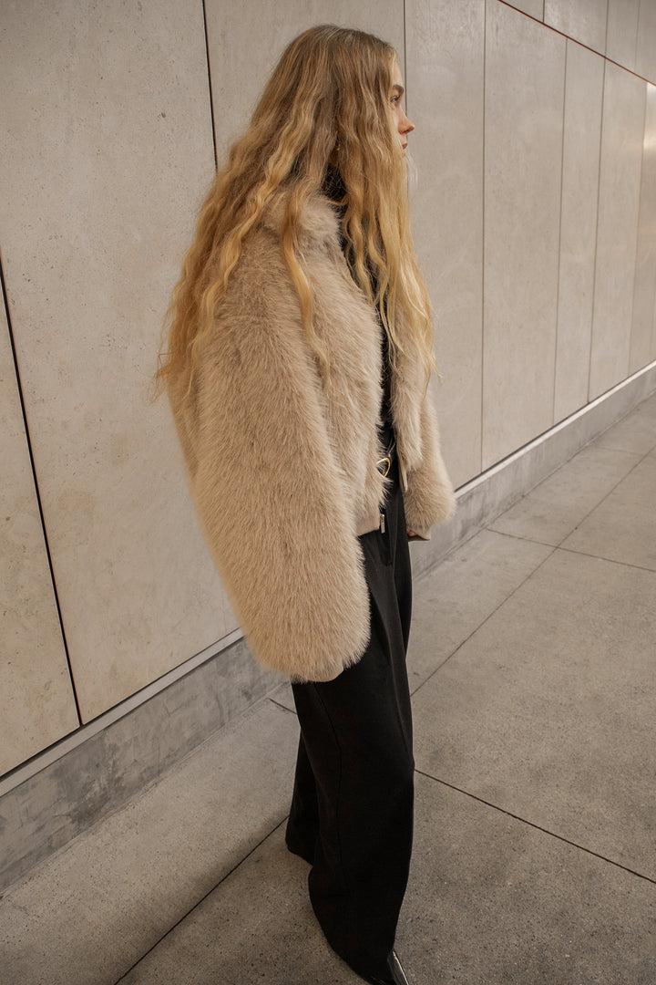 FUZZY BOMBER JACKET in Fog — alternate angle