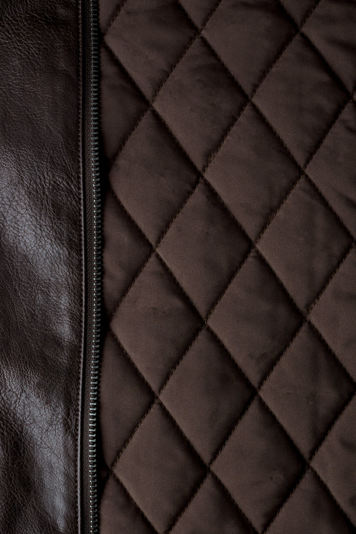 VEGAN LEATHER BOMBER JACKET in Turkish Coffee — alternate angle