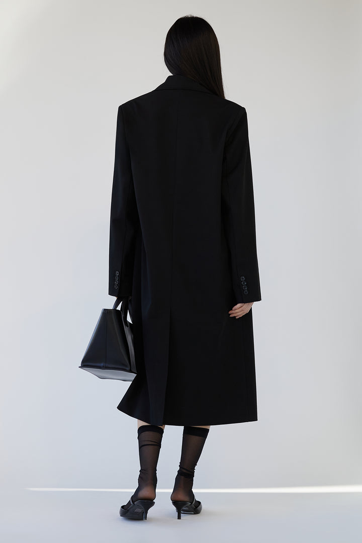 DOUBLE-BREASTED SUITING COAT in Black — alternate angle