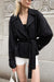 Cropped flowy trench coat in black — main image