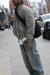Washed effect cotton utility bomber jacket in washed brindle — main image