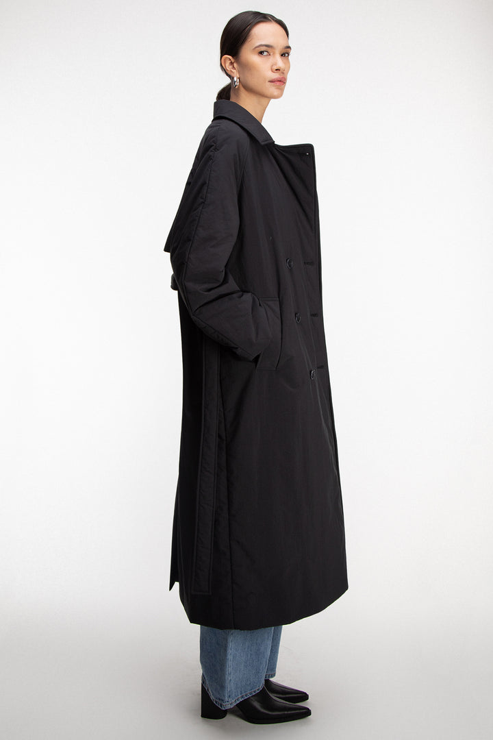 OVERSIZED PUFFER TRENCH COAT in Black — alternate angle