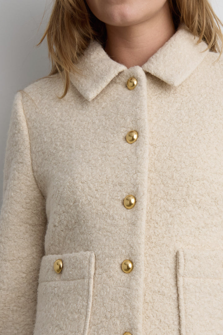 BOUCLE WOOL BLEND COLLARED JACKET in Birch — alternate angle