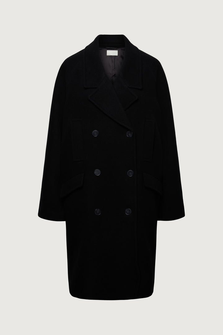 OVERSIZED WOOL-BLEND DOUBLE-BREASTED COAT in Black — alternate angle