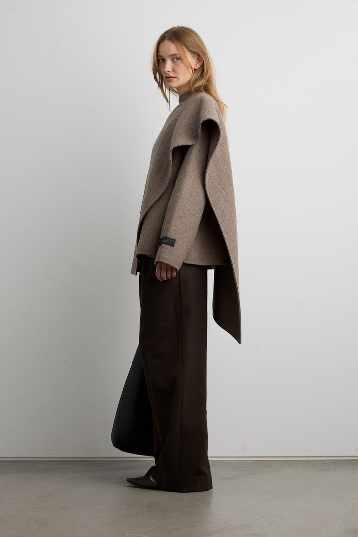 WOOL CASHMERE SCARF COAT in Brindle — alternate angle