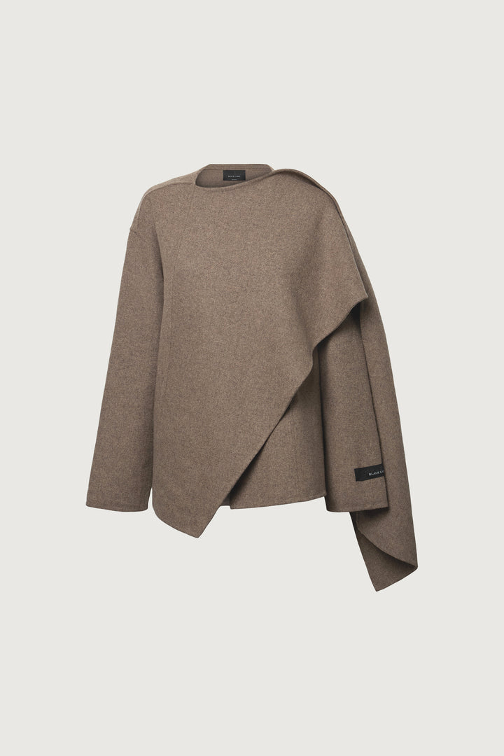 WOOL CASHMERE SCARF COAT in Brindle — alternate angle