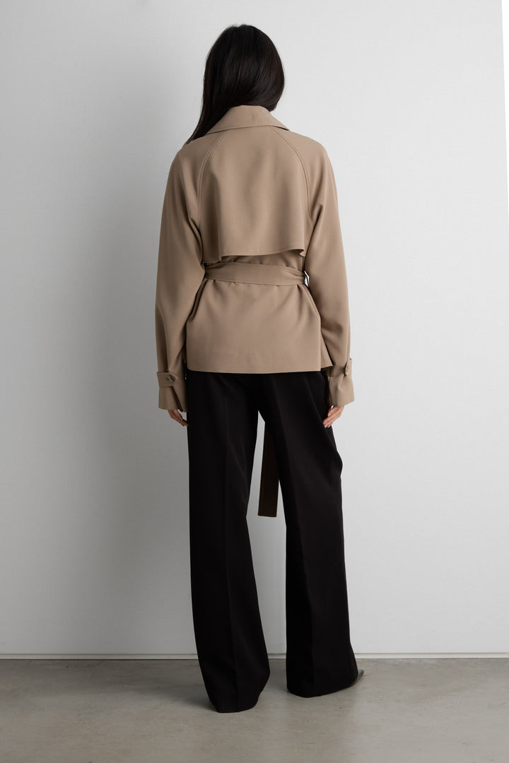 SHORT OVERSIZED TRENCH COAT in Brindle — alternate angle