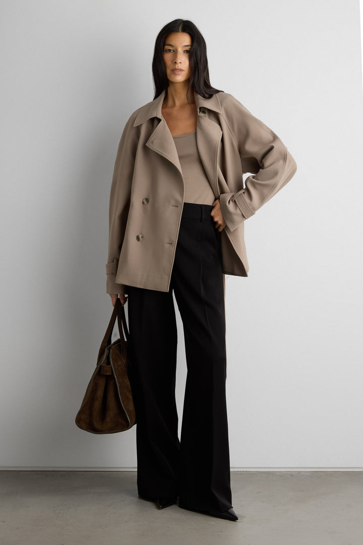 SHORT OVERSIZED TRENCH COAT in Brindle — alternate angle