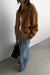 Vegan suede bomber jacket in camel — main image