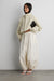 High funnel neck cropped drawstring jacket in beige — main image