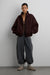 Oversized funnel neck fleece jacket in brown — main image