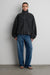 Oversized funnel neck fleece jacket in charcoal — main image