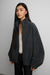 Oversized funnel neck fleece jacket in charcoal — main image