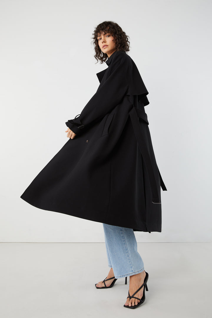 OVERSIZED TRENCH COAT in Black — alternate angle