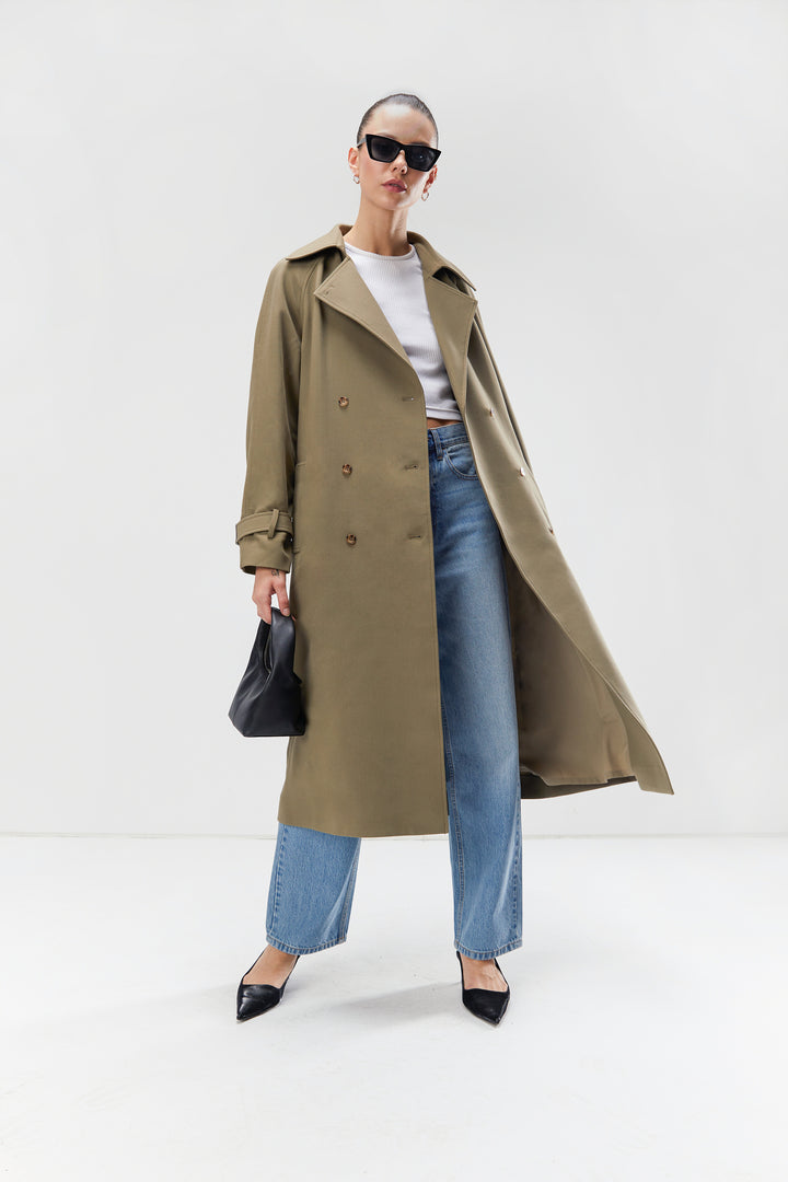 OVERSIZED TRENCH COAT in Dusky Green — alternate angle