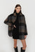 Plaid wool blend shacket in black fudge buffalo check — main image